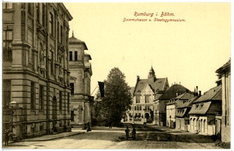 17167-Rumburg-1913-Dammstraße mit Staatsgymnasium-Brück & Sohn Kunstverlag