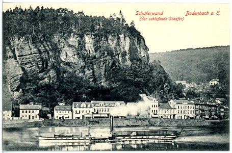 17448-Bodenbach-1914-Schäferwand - Elbe mit Dampfer-Brück & Sohn Kunstverlag