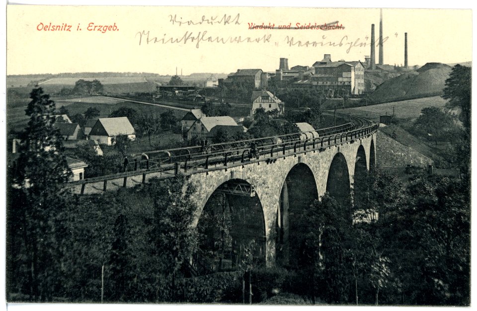 17034-Oelsnitz-1913-Viadukt und Seidelschacht-Brück & Sohn Kunstverlag