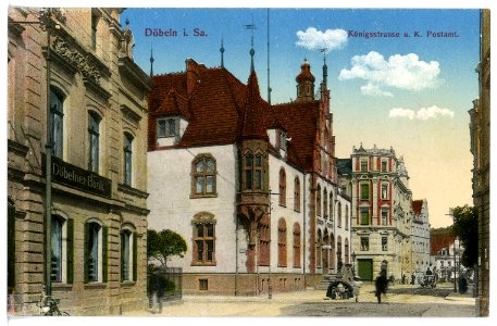 15913-Döbeln-1913-Königsstraße und Postamt-Brück & Sohn Kunstverlag
