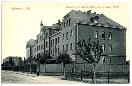 17091-Grimma-1913-Kaserne des 2. Königlich Sächsischen Husaren-Regiments Nr. 19-Brück & Sohn Kunstverlag