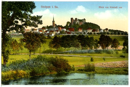 17062-Stolpen-1913-Blick auf Neustadt-Brück & Sohn Kunstverlag