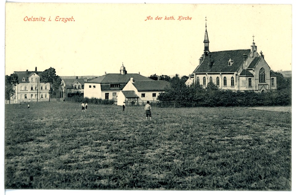 17044-Oelsnitz-1913-Katholische Kirche-Brück & Sohn Kunstverlag