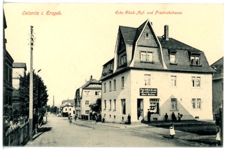 17037-Oelsnitz-1913-Ecke Glück-Auf- und Friedrichstraße-Brück & Sohn Kunstverlag