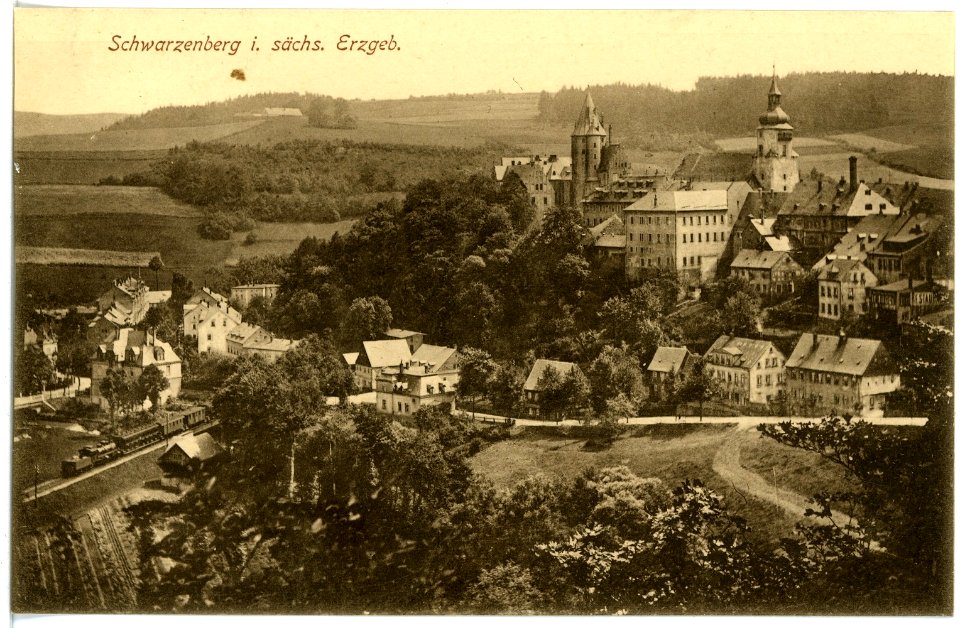 16676-Schwarzenberg-1913-Blick auf Schwarzenberg-Brück & Sohn Kunstverlag