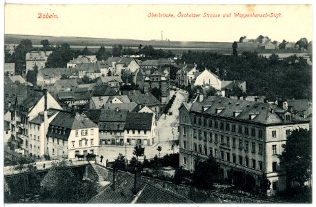 15924-Döbeln-1913-Oberbrücke, Oschatzer Straße, Wappenhensch-Stift-Brück & Sohn Kunstverlag