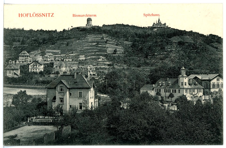 15969-Radebeul-1913-Hoflößnitz mit Spitzhaus und Bismarckturm-Brück & Sohn Kunstverlag