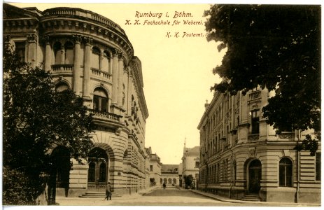 17195-Rumburg-1913-Fachschule für Weberei und Postamt-Brück & Sohn Kunstverlag