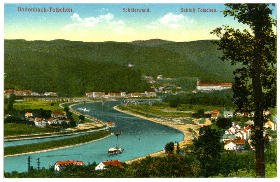 17009-Bodenbach-1913-Schäferwand, Elbe und Schloß Tetschen-Brück & Sohn Kunstverlag