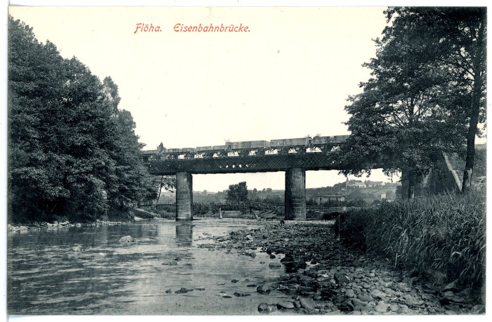 16255-Flöha-1913-Eisenbahnbrücke über die Zschopau-Brück & Sohn Kunstverlag