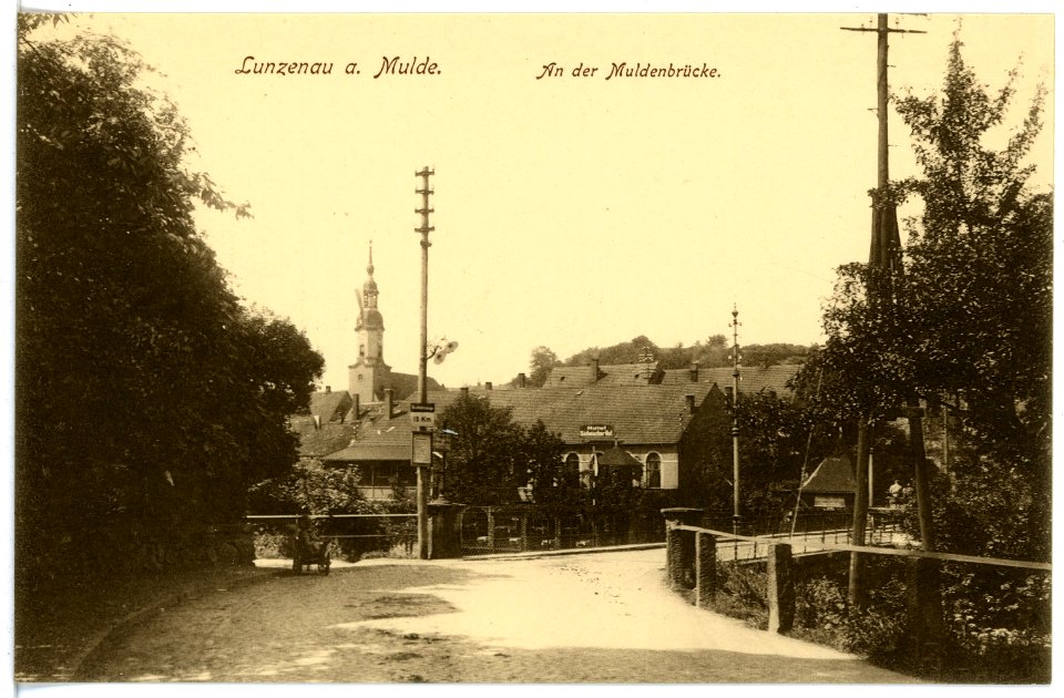 16396-Lunzenau-1913-an der Muldenbrücke-Brück & Sohn Kunstverlag