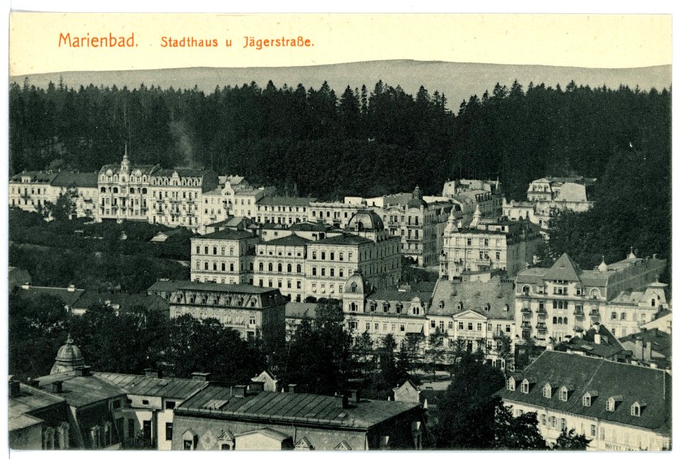 15818-Marienbad-1913-Stadthaus und Jägerstraße-Brück & Sohn Kunstverlag