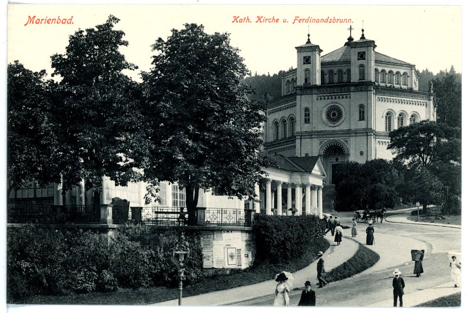 15936-Marienbad-1913-Katholische Kirche und Ferdinandsbrunn-Brück & Sohn Kunstverlag