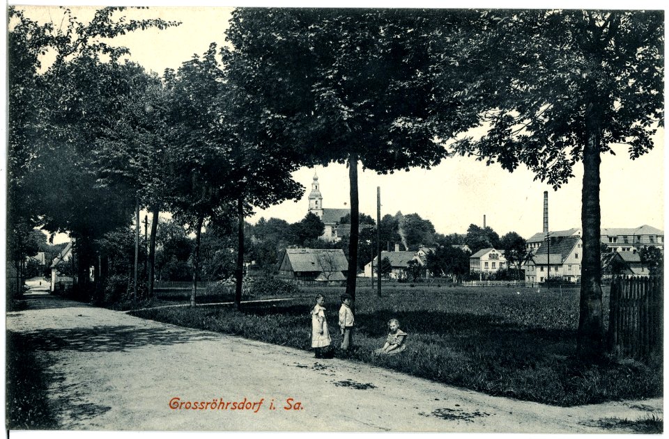 18335-Großröhrsdorf-1914-Kirche und Straße-Brück & Sohn Kunstverlag