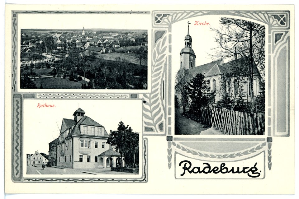 15844-Radeburg-1913-Kirche Rathaus, Stadt-Brück & Sohn Kunstverlag