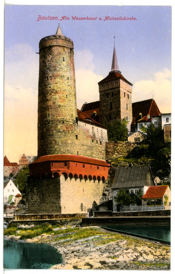 16433-Bautzen-1913-Alte Wasserkunst und Michaeliskirche-Brück & Sohn Kunstverlag