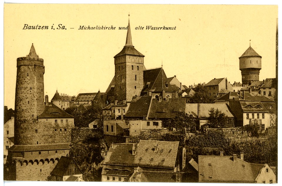 15870-Bautzen-1913-Alte Wasserkunst und Michaeliskirche-Brück & Sohn Kunstverlag