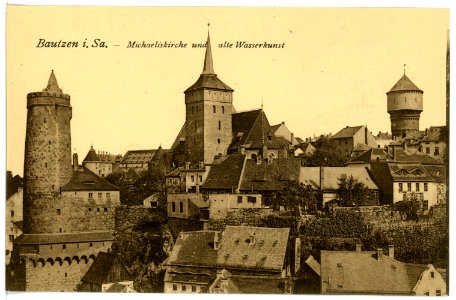 15870-Bautzen-1913-Alte Wasserkunst und Michaeliskirche-Brück & Sohn Kunstverlag