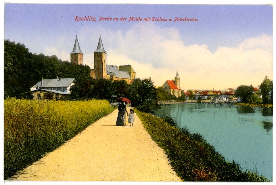 15906-Rochlitz-1913-Mulde mit Schloß und Petrikirche-Brück & Sohn Kunstverlag
