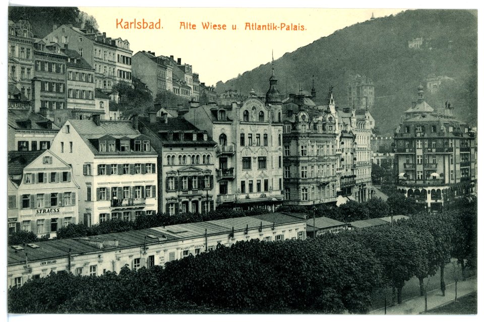 15810-Karlsbad-1913-Alte Wiese und Atlantik-Palais-Brück & Sohn Kunstverlag