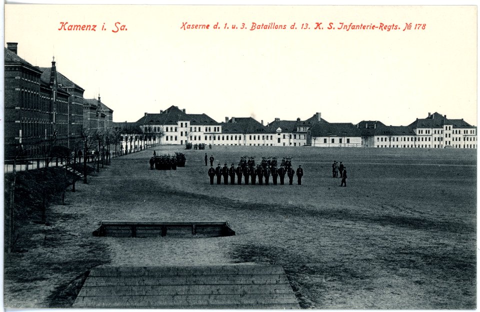 18664-Kamenz-1915-Kaserne des 1. und 3. Bataillon 13. Infanterie-Regiment Nr. 178-Brück & Sohn Kunstverlag