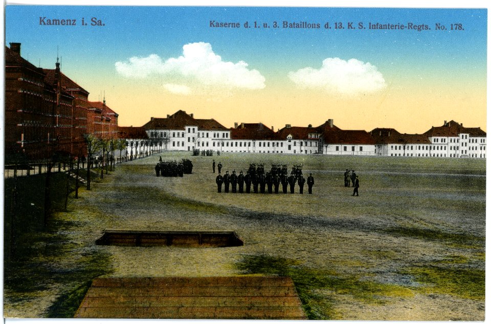 18753-Kamenz-1915-Kaserne des 1. und 3. Bataillon des 13. Königlich Sächsischen Infanterie-Regiment Nr. 178-Brück & Sohn Kunstverlag