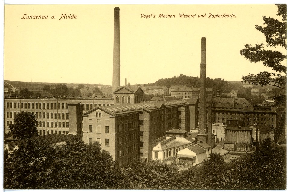 16395-Lunzenau-1913-Vogels mechanische Weberei und Papierfabrik-Brück & Sohn Kunstverlag