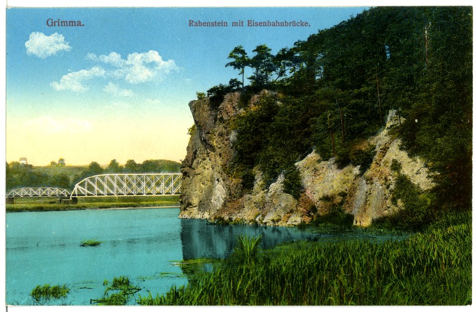 16438-Grimma-1913-Rabenstein mit Eisenbahnbrücke-Brück & Sohn Kunstverlag