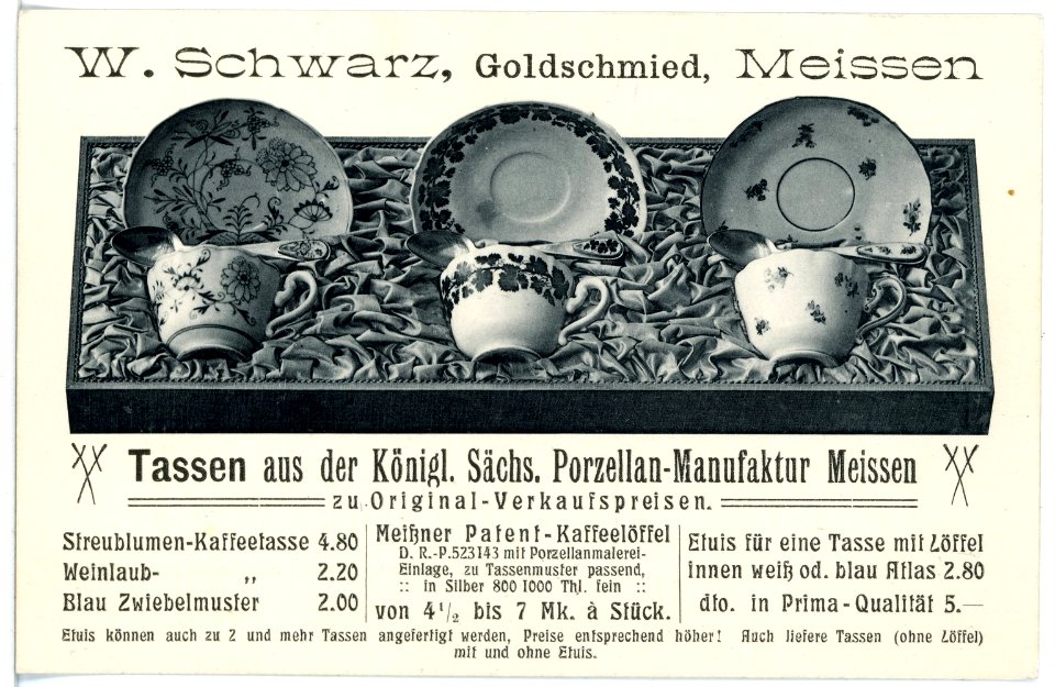 16318-Meißen-1913-Goldschmied Schwarz - Meißner Tassen-Brück & Sohn Kunstverlag