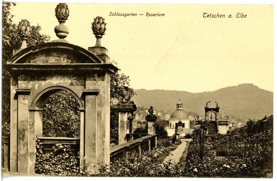 18262-Tetschen-1914-Schloßgarten Rosarium-Brück & Sohn Kunstverlag