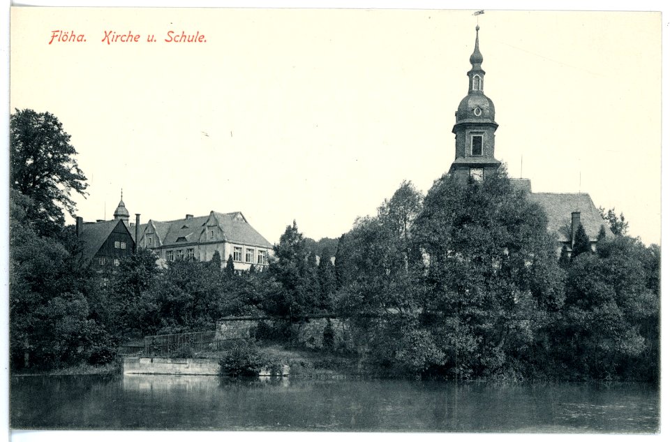 16253-Flöha-1913-Kirche und Schule-Brück & Sohn Kunstverlag