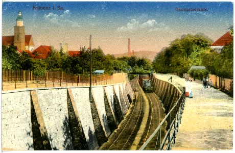 18203-Kamenz-1914-Dammpromenade mit Eisenbahngleisen-Brück & Sohn Kunstverlag