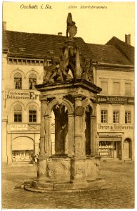 16702-Oschatz-1913-Alter Marktbrunnen-Brück & Sohn Kunstverlag