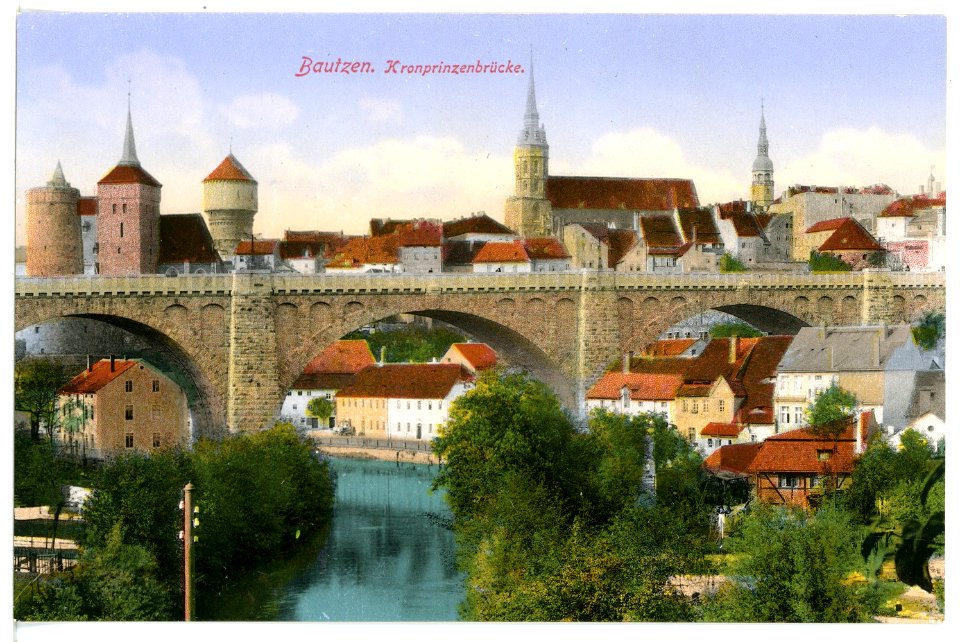 16425-Bautzen-1913-Kronprinzenbrücke-Brück & Sohn Kunstverlag