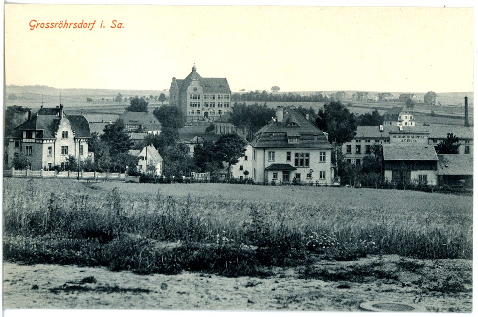 18339-Großröhrsdorf-1914-Blick nach der Schule-Brück & Sohn Kunstverlag