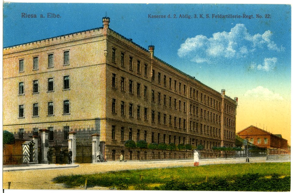 18283-Riesa-1914-Kaserne der 2. Abteilung 3. Königlich Sächsisches Feld-Artillerie-Regiment Nr. 32-Brück & Sohn Kunstverlag