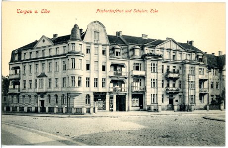 18316-Torgau-1914-Fischerdörfchen und Schulstraße-Brück & Sohn Kunstverlag