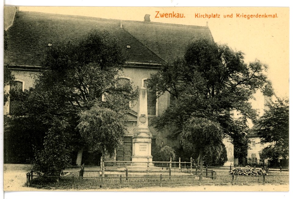 16470-Zwenkau-1913-Kirchplatz und Kriegerdenkmal-Brück & Sohn Kunstverlag
