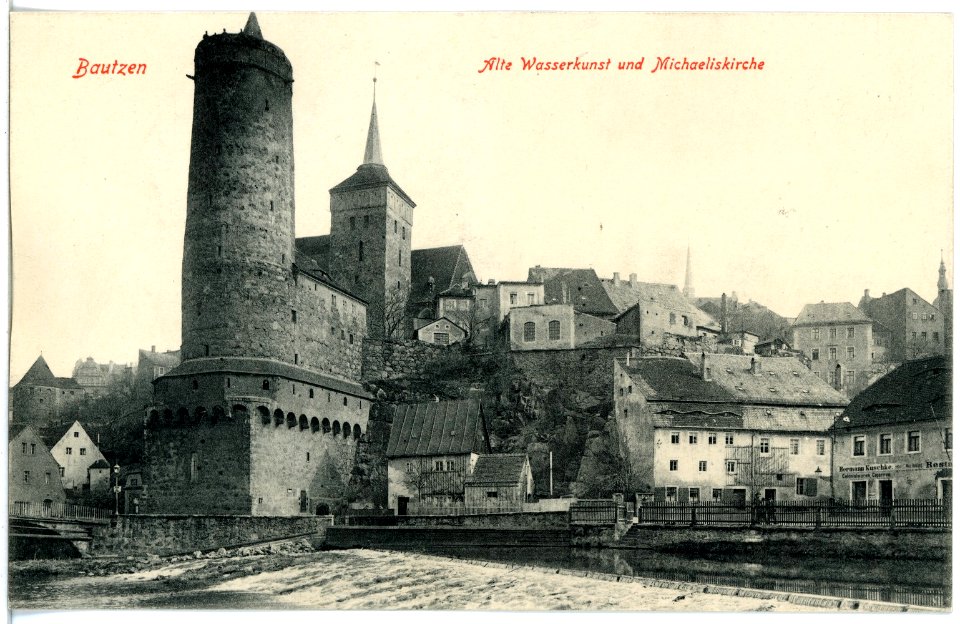 18841-Bautzen-1915-Alte Wasserkunst und Michaeliskirche-Brück & Sohn Kunstverlag