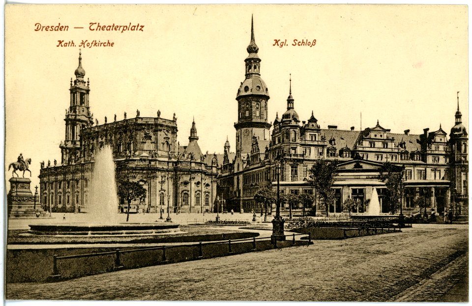 18908-Dresden-1915-Theaterplatz, Hofkirche und Schloß-Brück & Sohn Kunstverlag