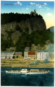 18358-Tetschen-1914-Bergschloß Schäferwand - Elbe mit Dampfer Austria-Brück & Sohn Kunstverlag