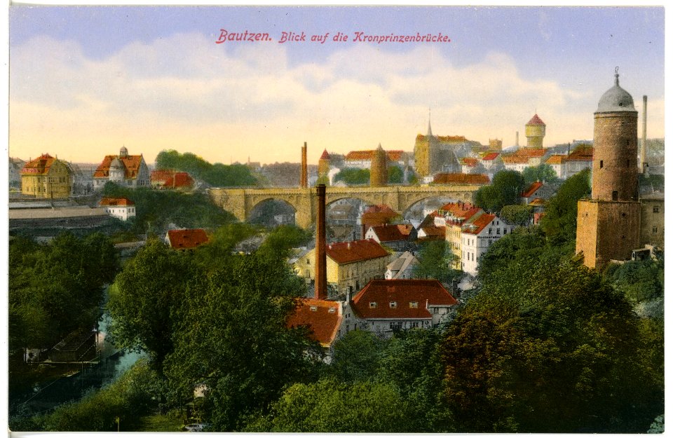 16426-Bautzen-1913-Kronprinzenbrücke-Brück & Sohn Kunstverlag