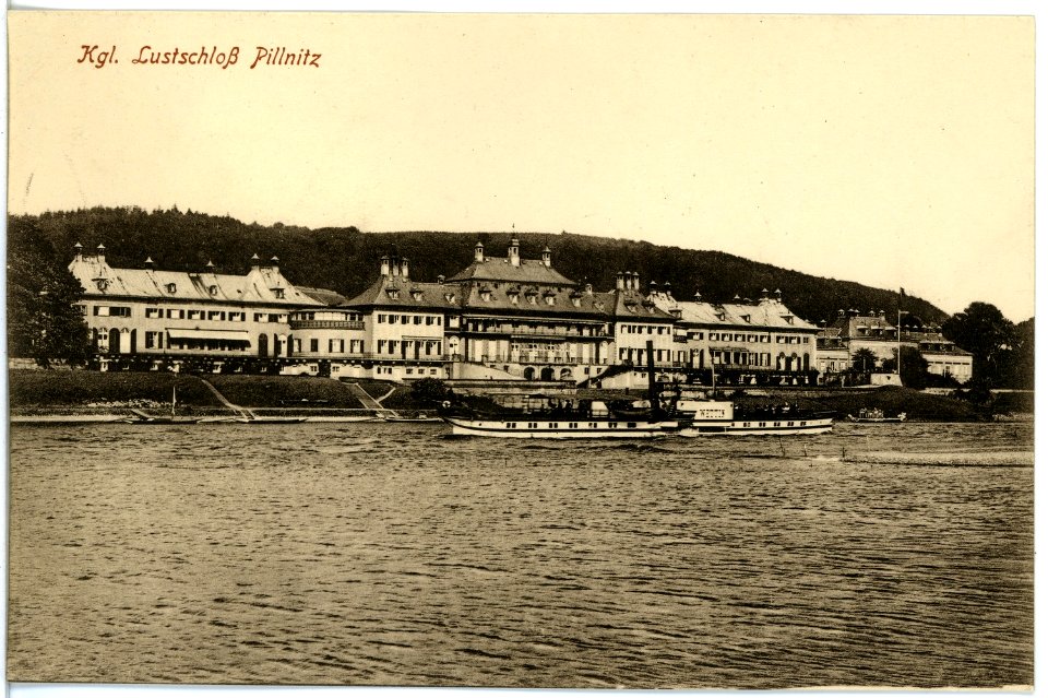 18915-Dresden-1915-Schloß Pillnitz mit Dampfer Wettin-Brück & Sohn Kunstverlag