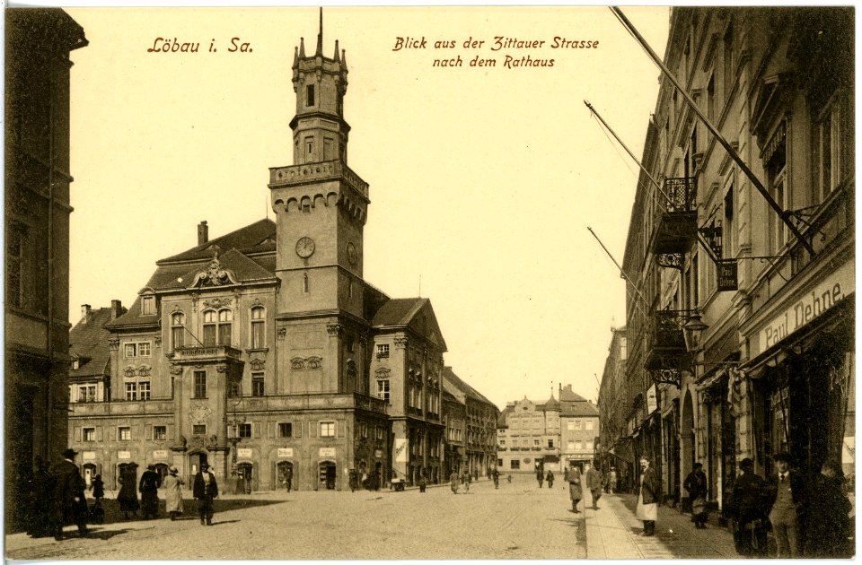 18443-Löbau-1914-Markt mit Rathaus und Zittauer Straße-Brück & Sohn Kunstverlag