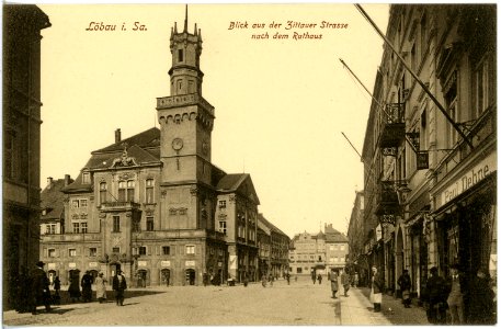 18443-Löbau-1914-Markt mit Rathaus und Zittauer Straße-Brück & Sohn Kunstverlag
