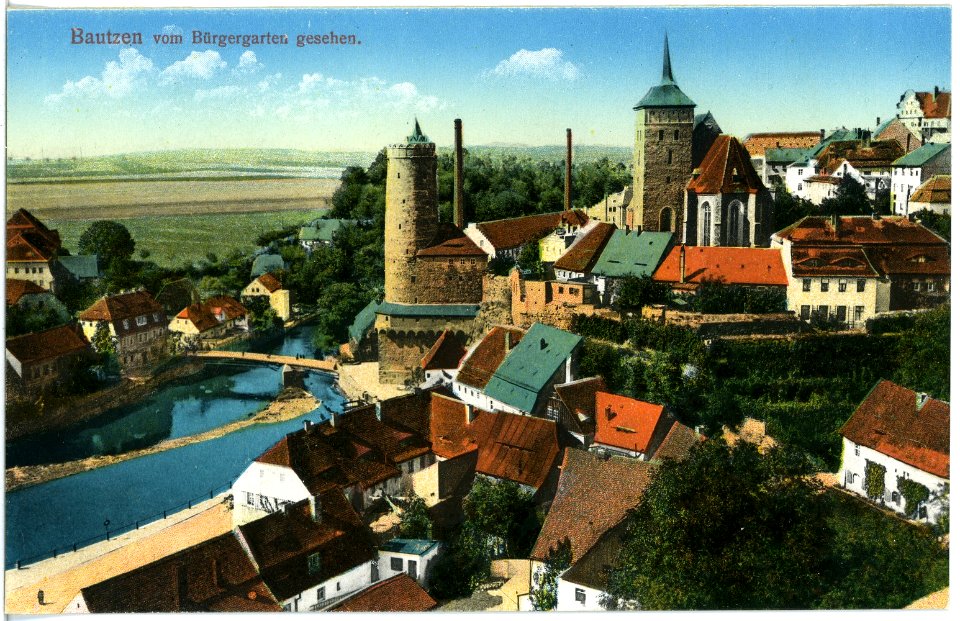 18435-Bautzen-1914-Blick auf Bautzen vom Bürgergarten-Brück & Sohn Kunstverlag