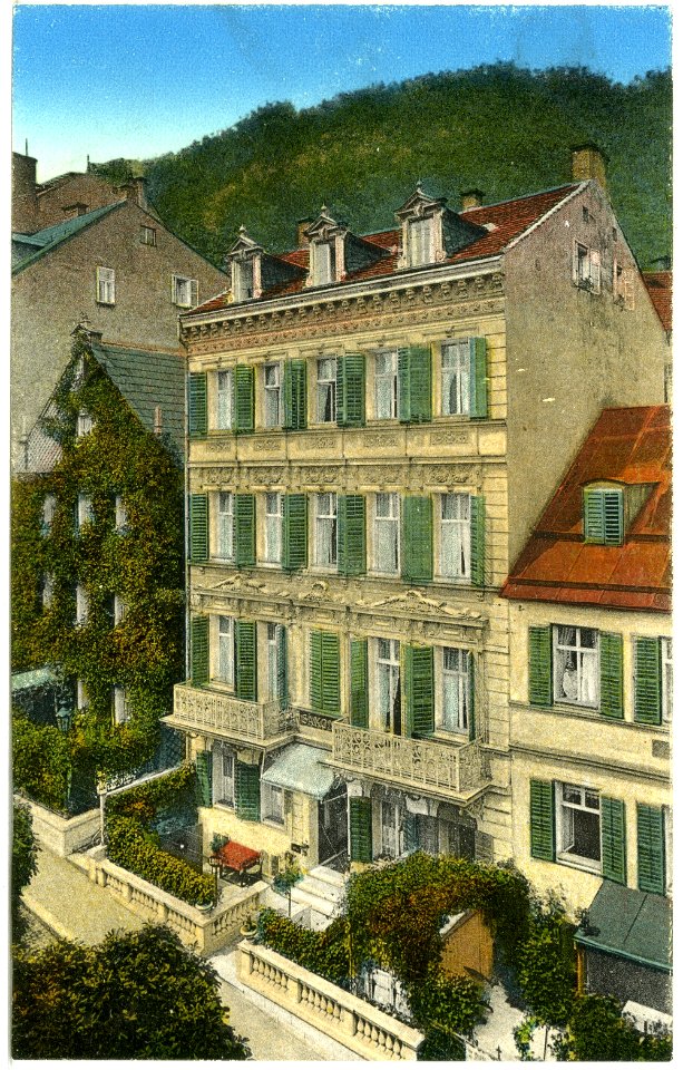 18502-Karlsbad-1914-Hirschsprungzeile - Haus Saxonia-Brück & Sohn Kunstverlag
