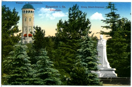 18287-Burgstädt-1914-Wettinhain-Aussichtsturm, König Albert Denkmal-Brück & Sohn Kunstverlag