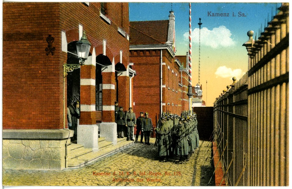18752-Kamenz-1915-Kaserne - Aufziehen der Wache-Brück & Sohn Kunstverlag