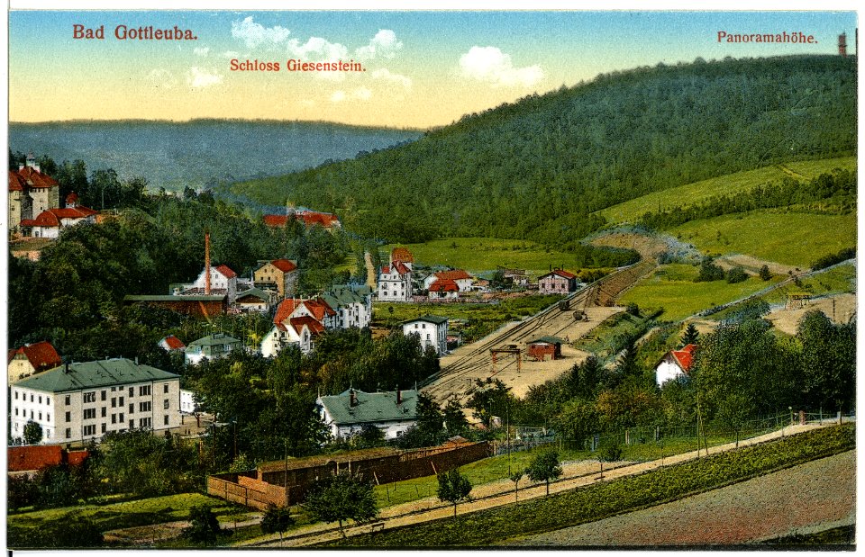 18673-Gottleuba-1915-Blick auf Gottleuba und Schloß Giesenstein-Brück & Sohn Kunstverlag